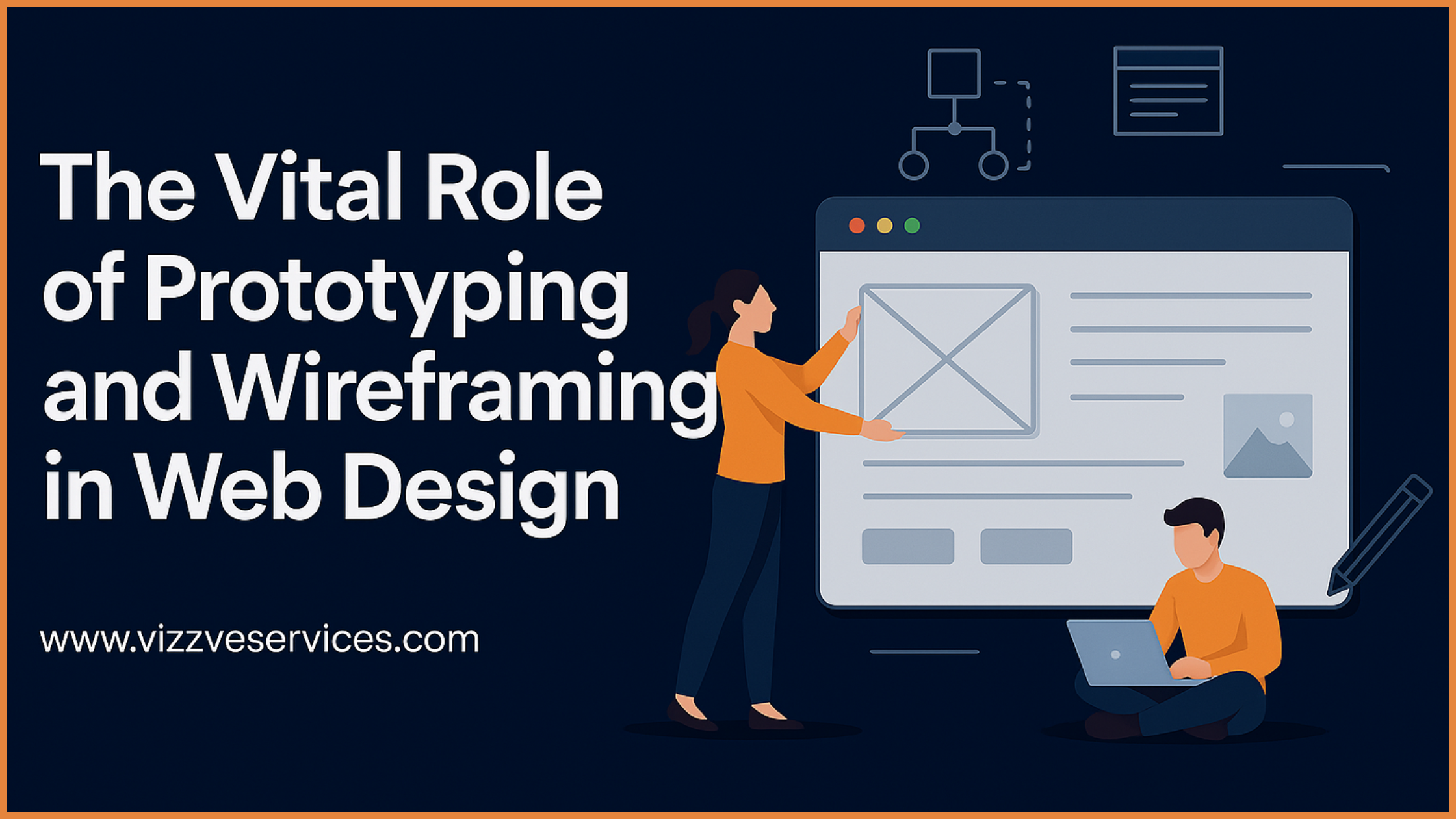 3D blueprint visual showing interactive web design mockup and wireframe planning